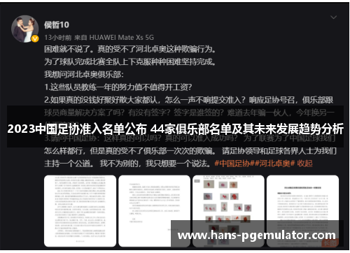 2023中国足协准入名单公布 44家俱乐部名单及其未来发展趋势分析