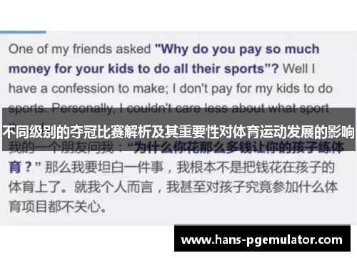 不同级别的夺冠比赛解析及其重要性对体育运动发展的影响